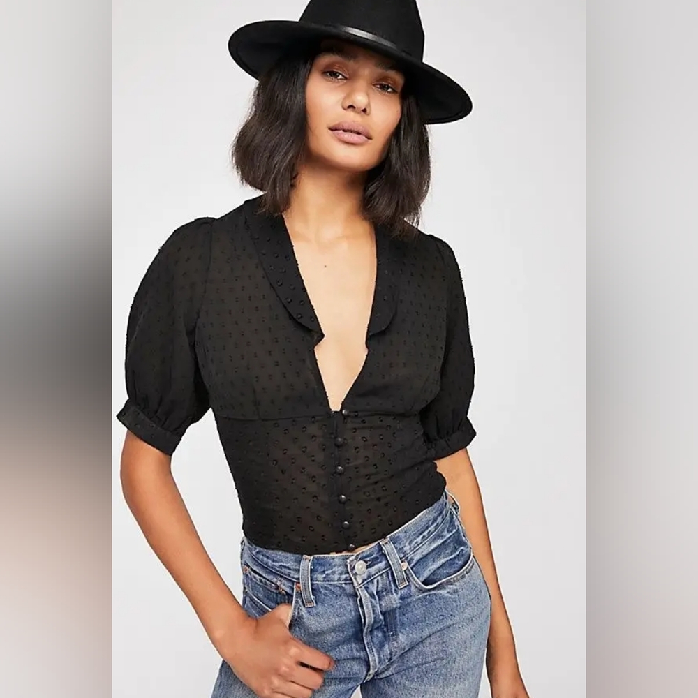 NWT - Free People Freya Top, Black